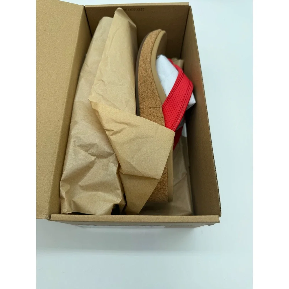 Spenco Womens Red Orthotic Platform Flip Flop Cork Wedge Thong Shoes 5.5B